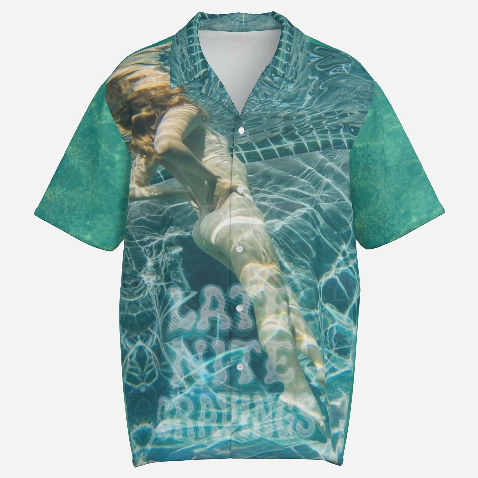 #L8NC - Take a Dip Men’s Pool Print Button Up Shirt | Summer Short Sleeve Statement Shirt