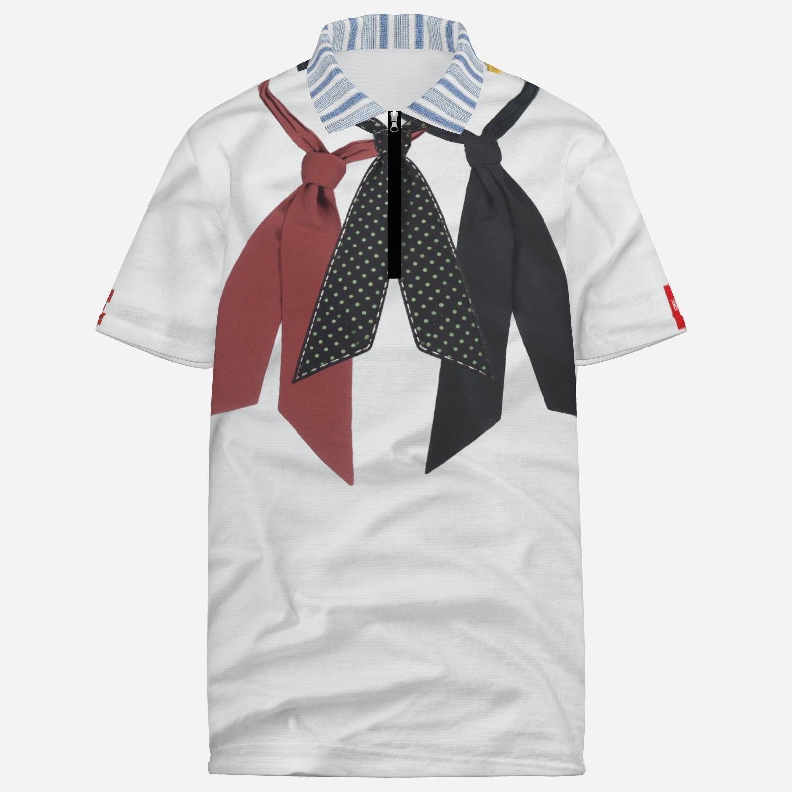 #L8NC - Tie Me Up Zip | Polo Men’s Tie Print Zip Polo Shirt | Business Casual Streetwear Top