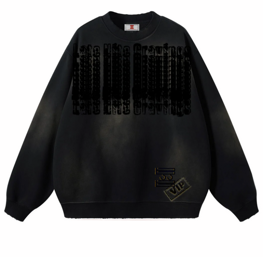 #L8NC Distressed Ombre Blk is Blk Sweatshirt