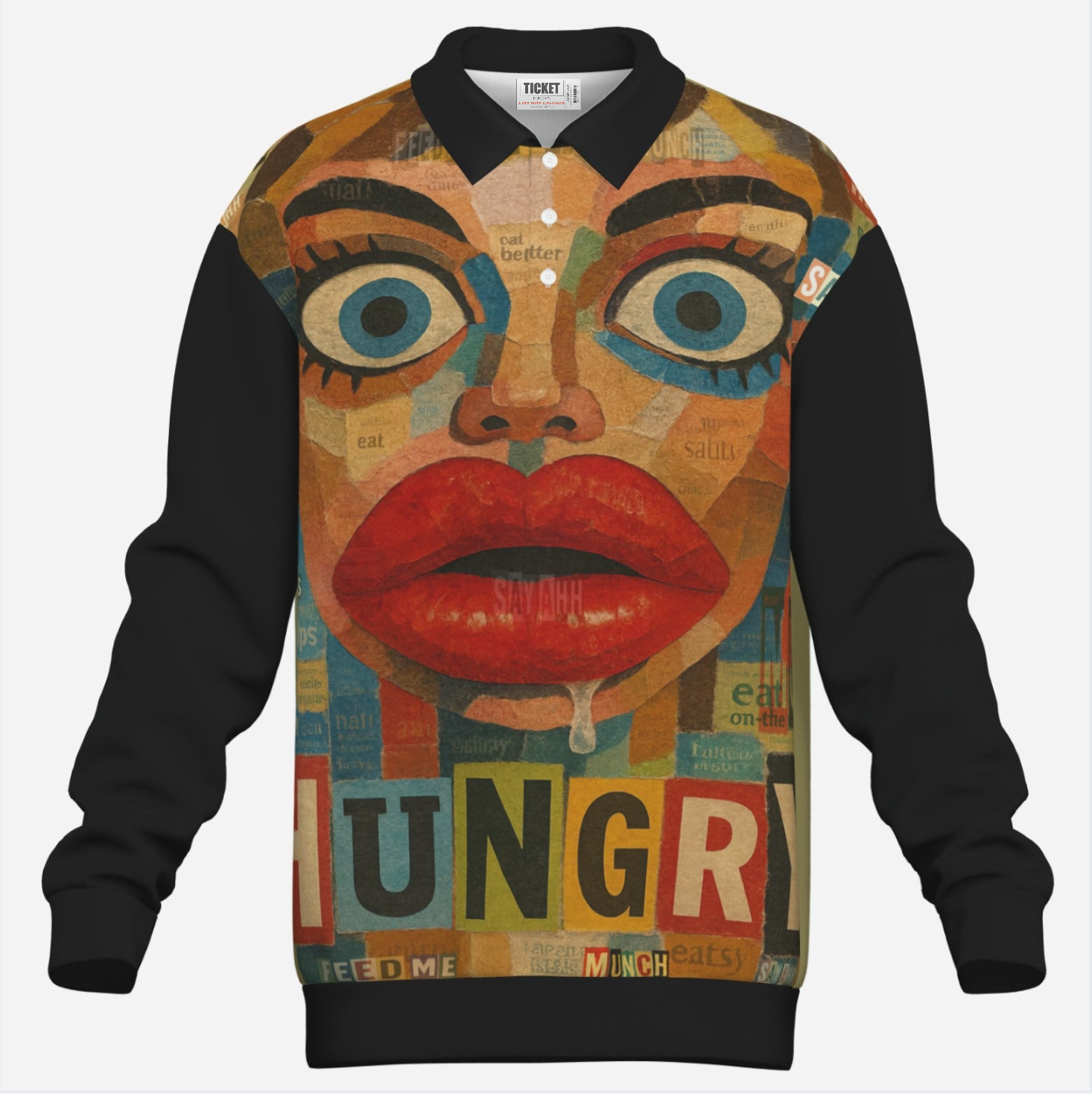 #L8NC - Hungry Eyes Lapel Collar Sweatshirt