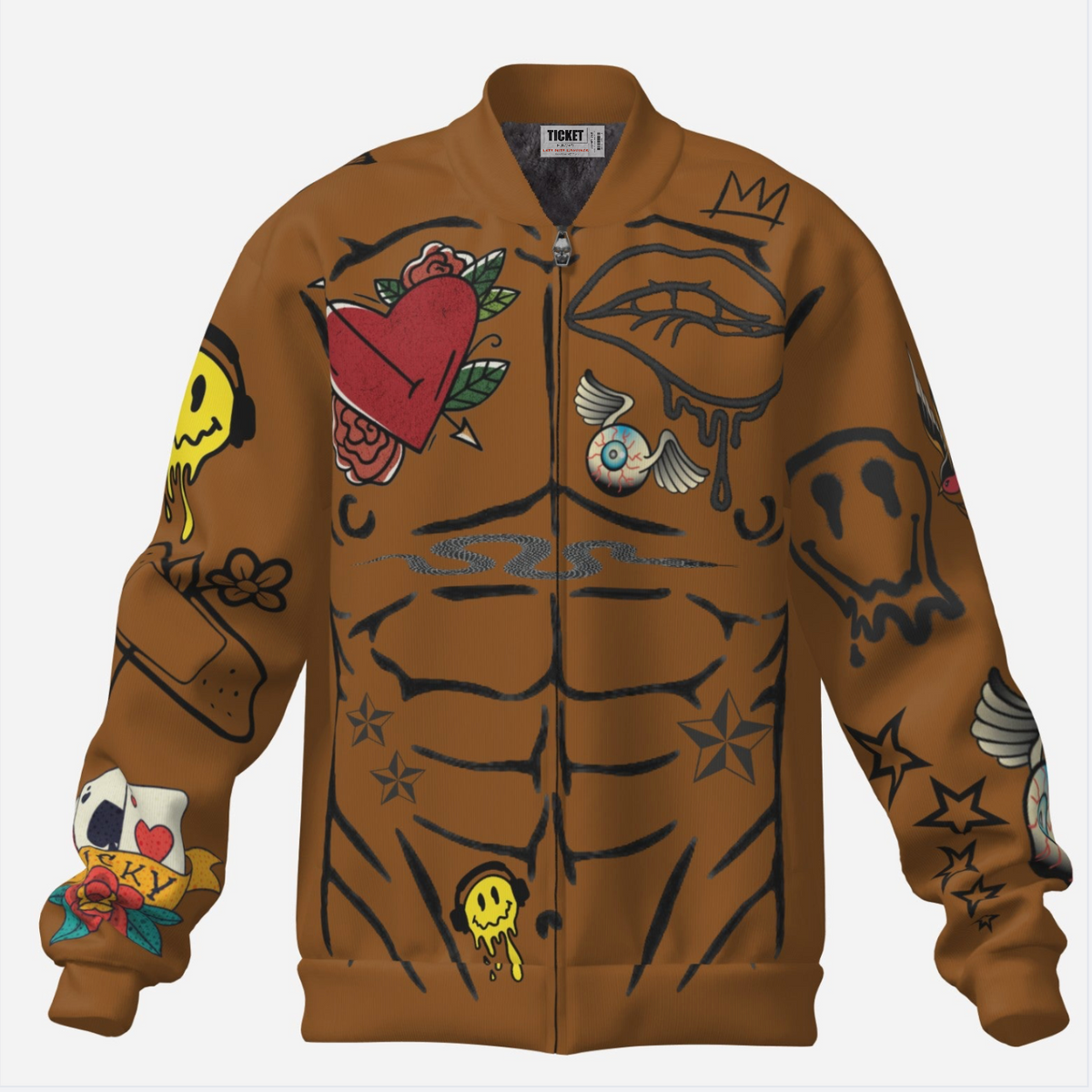 #L8NC - Second Skin Fleece – Honey Tattoo Torso Track Jacket