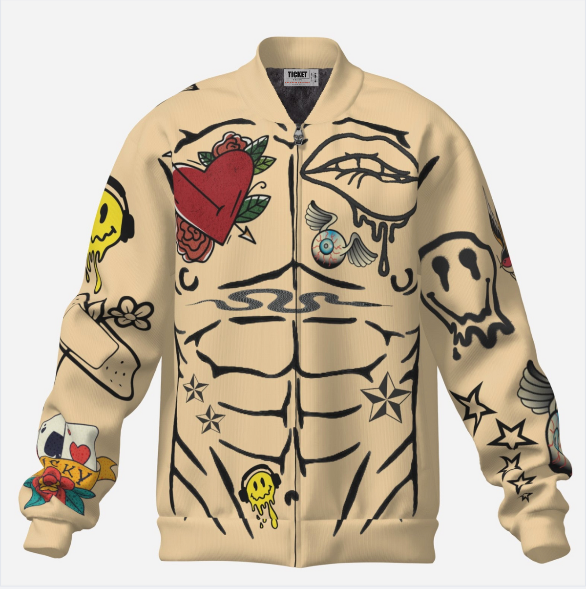 #L8NC - Second Skin Fleece – Vanilla Tattoo Torso Track Jacket