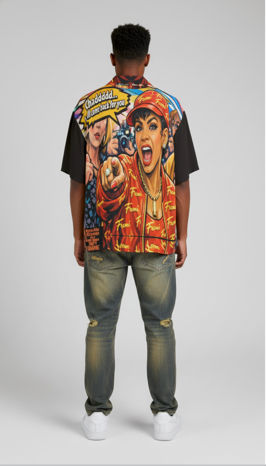 #L8NC - Low Down Dirty Shame Men’s Retro Comic Graphic Button Up Shirt | 90s Pop Art Summer Shirt