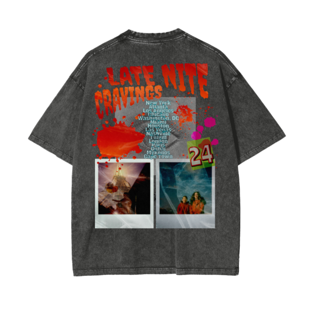 #L8NC Acid Wash Oversize Tour Merch T-Shirt - RED